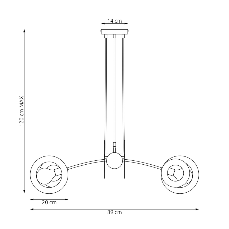Candeeiro suspenso EUFORIA 4xE27/15W/230V preto