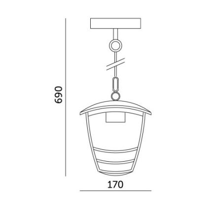 Candeeiro suspenso exterior TEVIO 1xE27/60W/230V IP54 preto