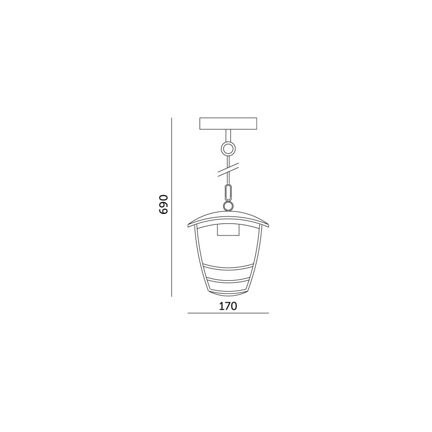 Candeeiro suspenso exterior TEVIO 1xE27/60W/230V IP54 preto