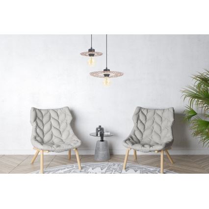 Candeeiro suspenso FALCO 1xE27/60W/230V diâmetro 20 cm bege