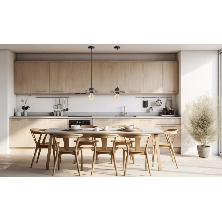 Candeeiro suspenso FALCO 1xE27/60W/230V diâmetro 20 cm bege