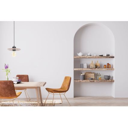 Candeeiro suspenso FALCO 1xE27/60W/230V diâmetro 20 cm bege