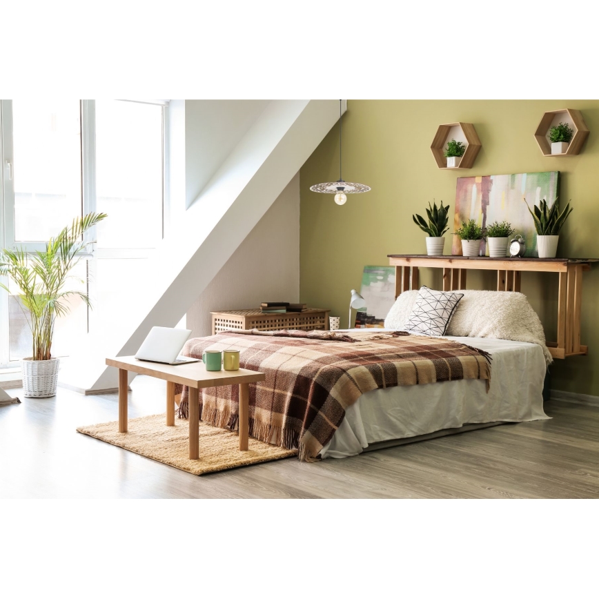 Candeeiro suspenso FALCO 1xE27/60W/230V diâmetro 30 cm bege