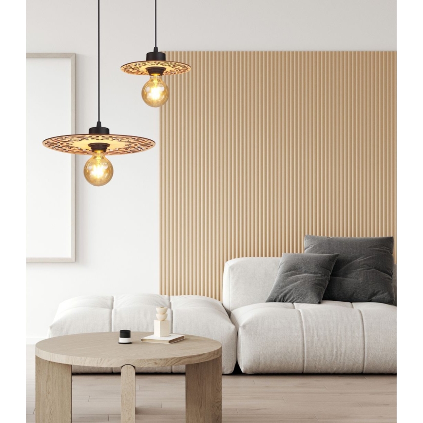 Candeeiro suspenso FALCO 1xE27/60W/230V diâmetro 30 cm bege