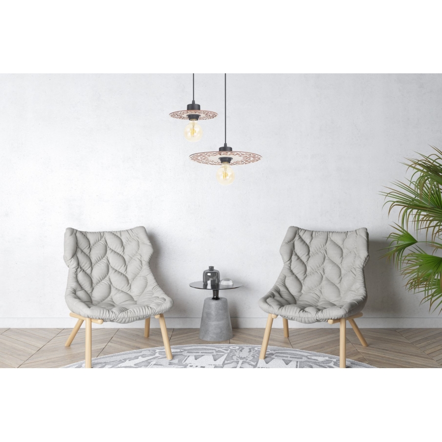 Candeeiro suspenso FALCO 1xE27/60W/230V diâmetro 30 cm bege