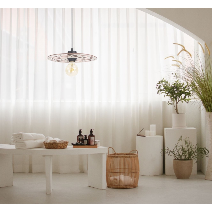 Candeeiro suspenso FALCO 1xE27/60W/230V diâmetro 30 cm bege