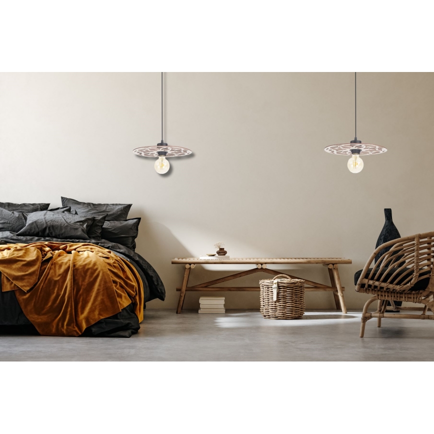 Candeeiro suspenso FALCO 1xE27/60W/230V diâmetro 30 cm bege
