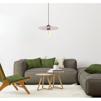 Candeeiro suspenso FALCO 1xE27/60W/230V diâmetro 30 cm bege