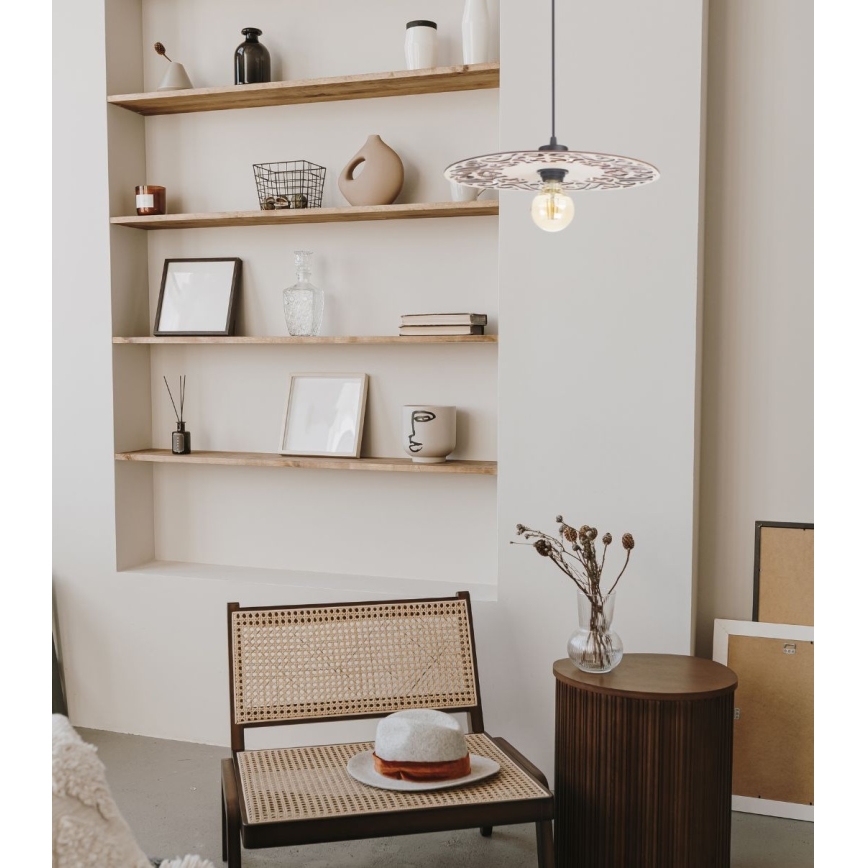 Candeeiro suspenso FALCO 1xE27/60W/230V diâmetro 40 cm bege