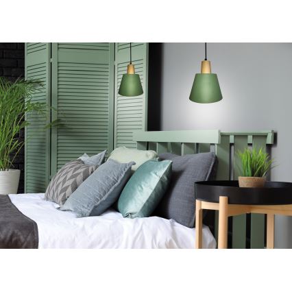 Candeeiro suspenso FARO 1xE27/40W/230V verde/faia