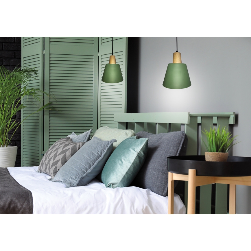 Candeeiro suspenso FARO 1xE27/40W/230V verde/faia