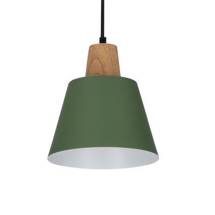 Candeeiro suspenso FARO 1xE27/40W/230V verde/faia