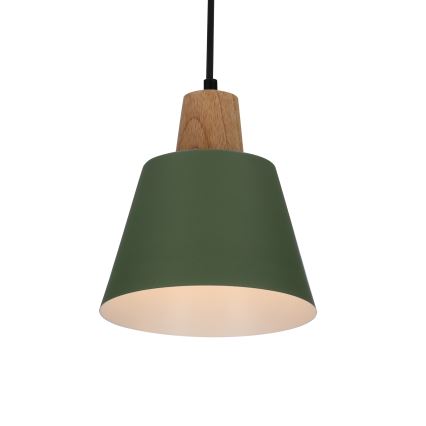 Candeeiro suspenso FARO 1xE27/40W/230V verde/faia