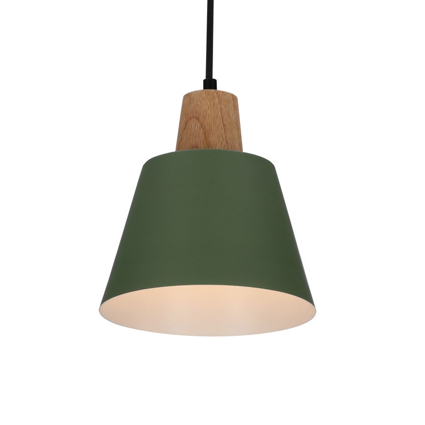 Candeeiro suspenso FARO 1xE27/40W/230V verde/faia