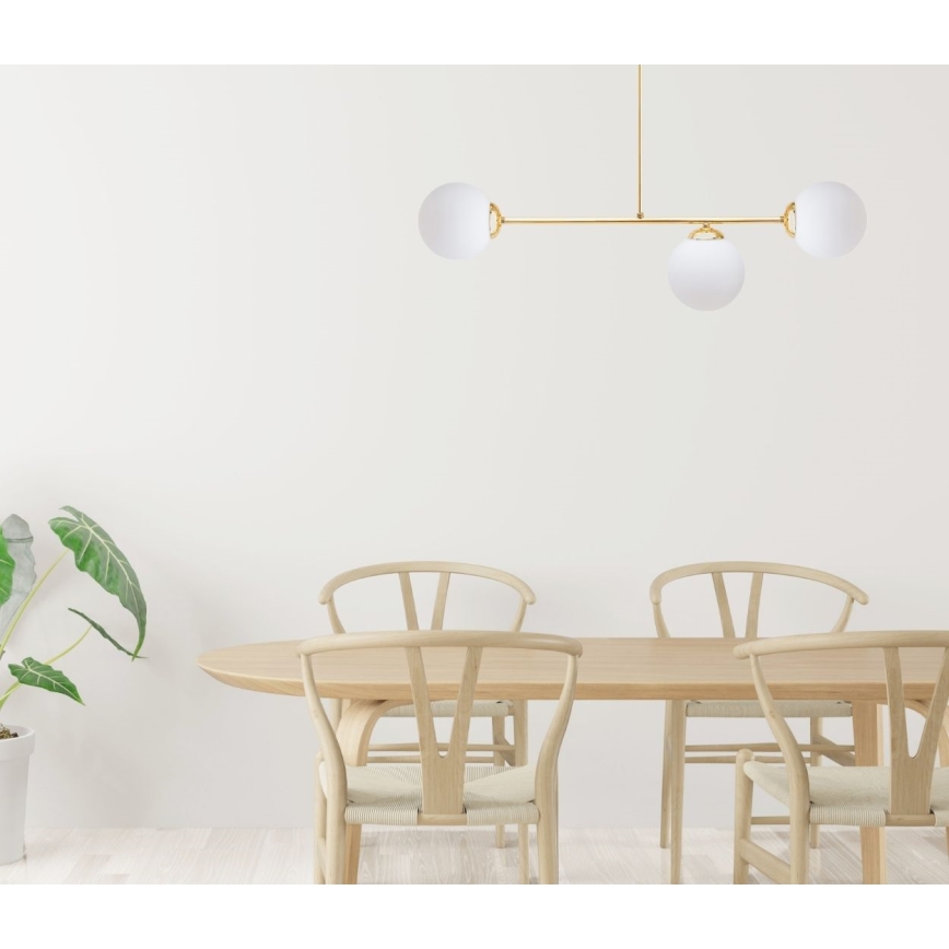 Candeeiro suspenso FIRA 3xE27/60W/230V dourado