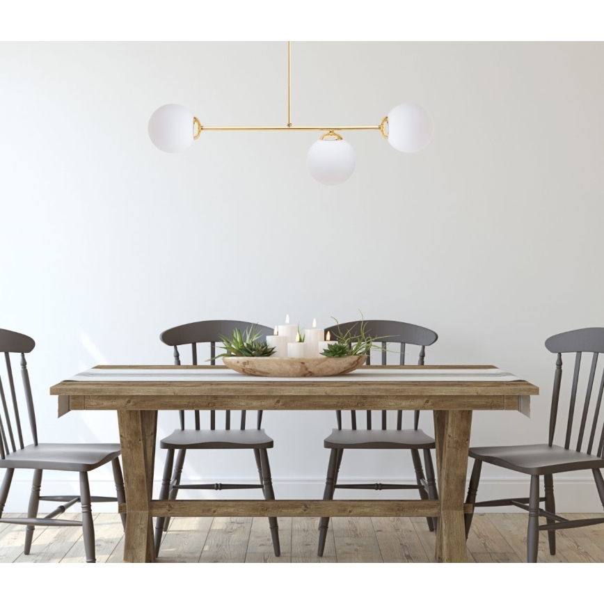 Candeeiro suspenso FIRA 3xE27/60W/230V dourado