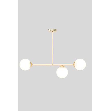 Candeeiro suspenso FIRA 3xE27/60W/230V dourado