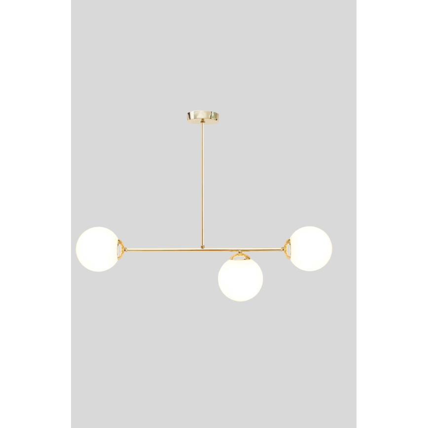 Candeeiro suspenso FIRA 3xE27/60W/230V dourado