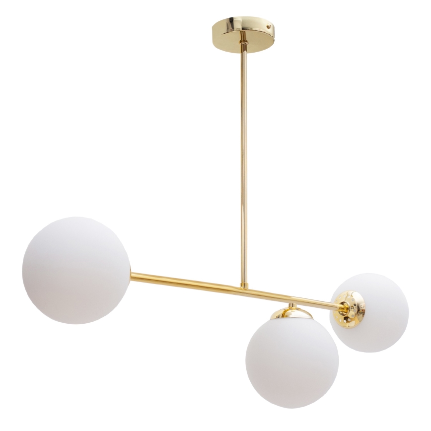Candeeiro suspenso FIRA 3xE27/60W/230V dourado