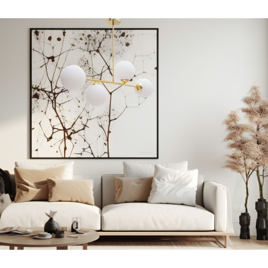 Candeeiro suspenso FIRA 4xE27/60W/230V dourado