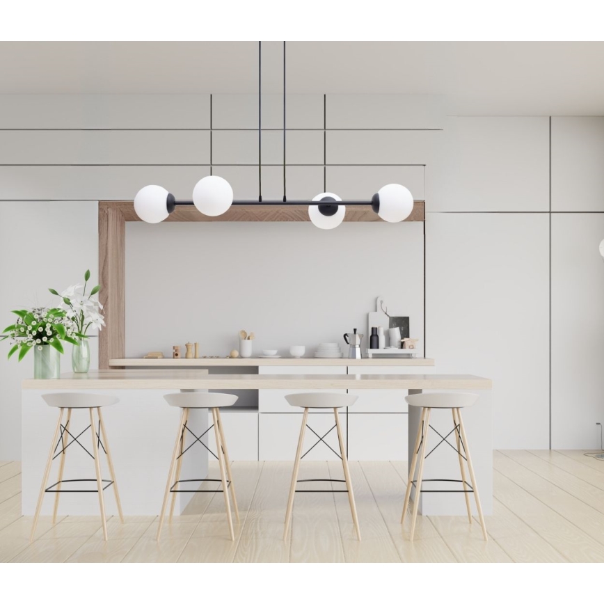 Candeeiro suspenso FIRA 4xE27/60W/230V preto