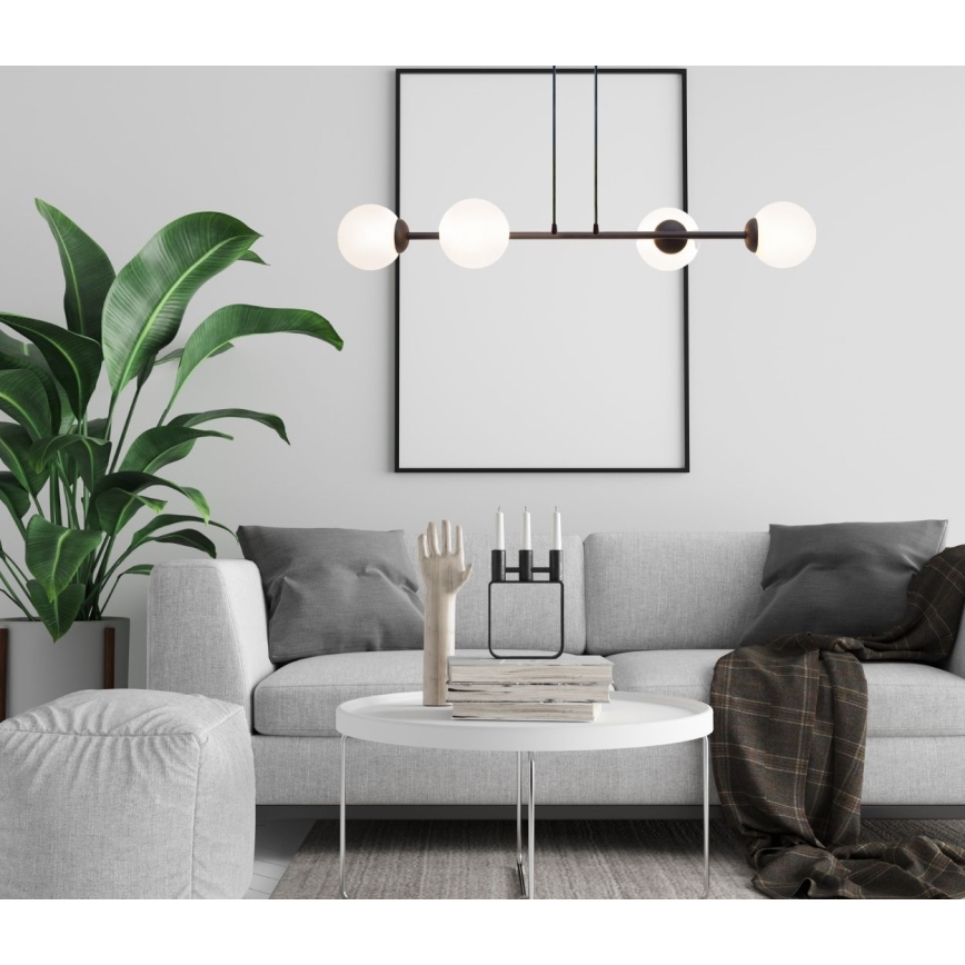 Candeeiro suspenso FIRA 4xE27/60W/230V preto