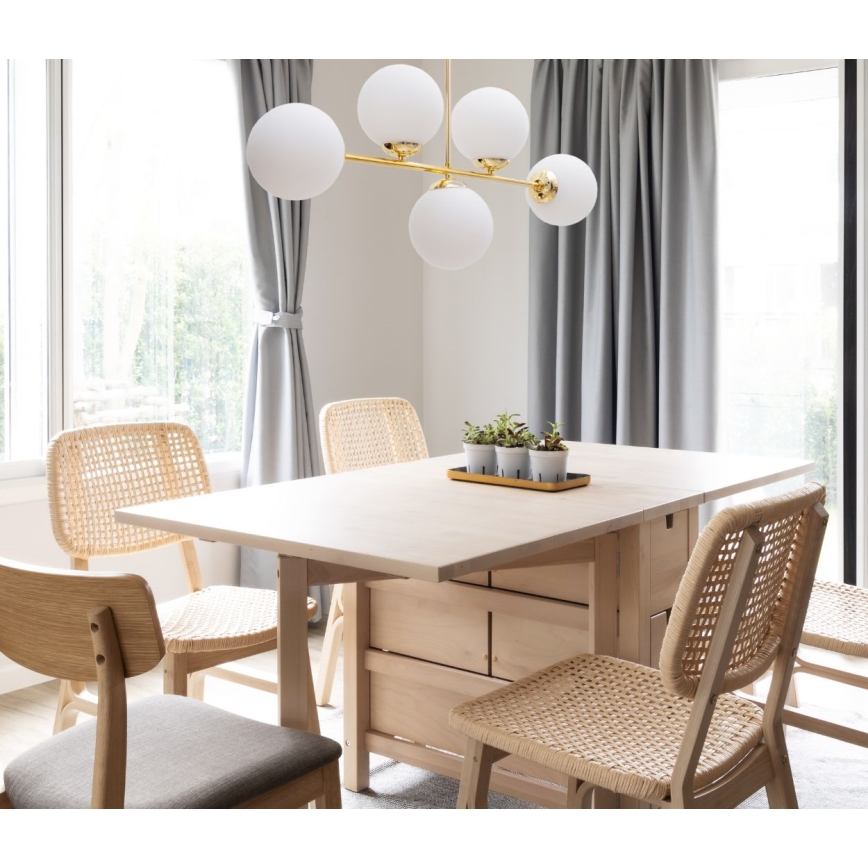 Candeeiro suspenso FIRA 5xE27/60W/230V dourado