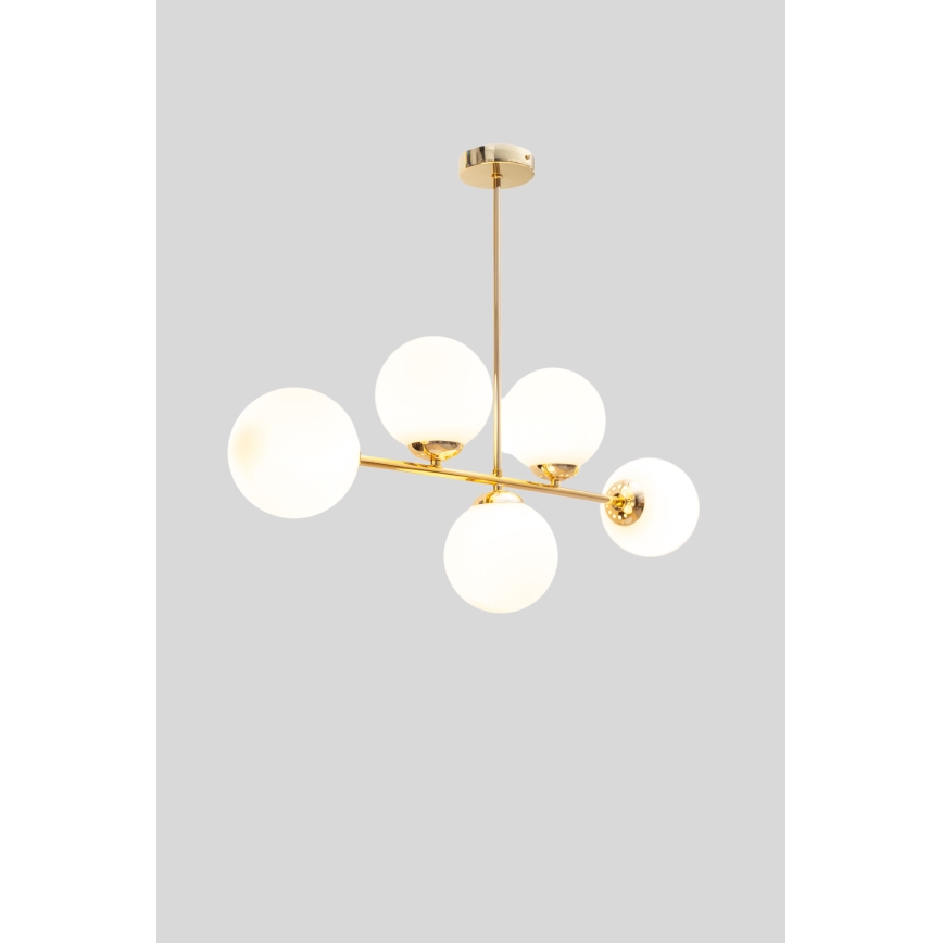 Candeeiro suspenso FIRA 5xE27/60W/230V dourado