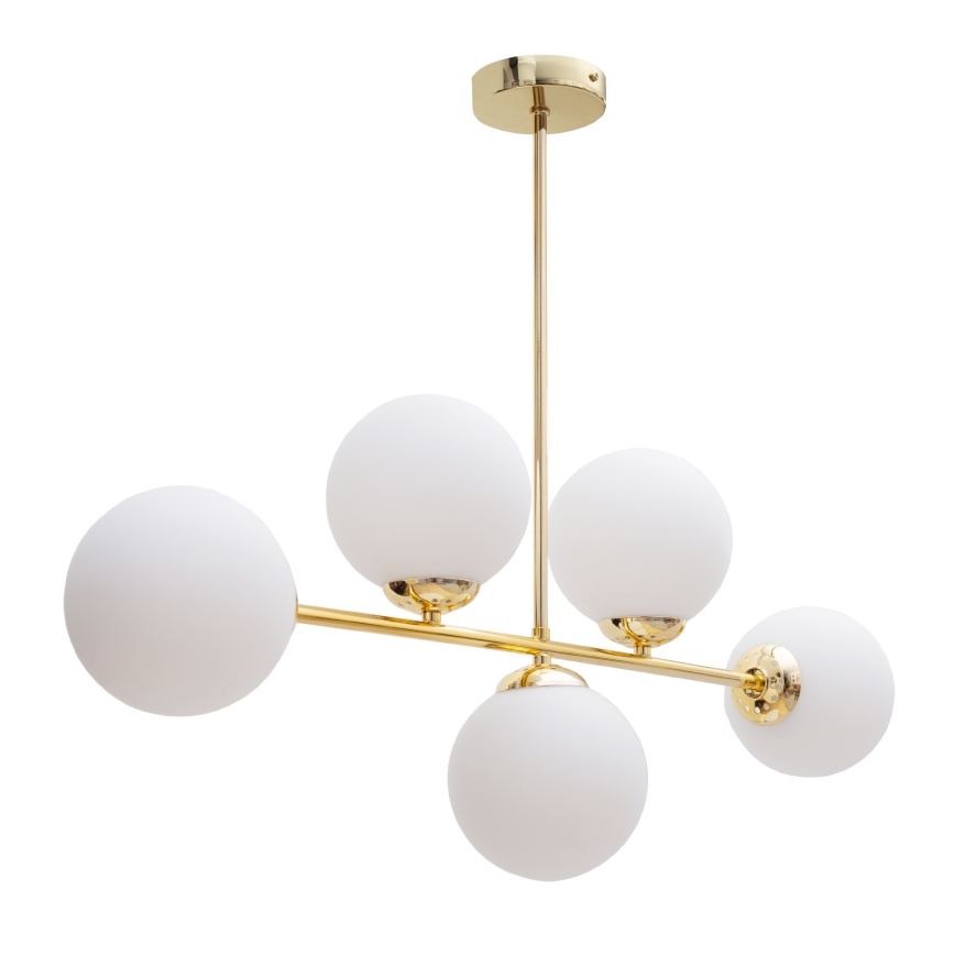 Candeeiro suspenso FIRA 5xE27/60W/230V dourado