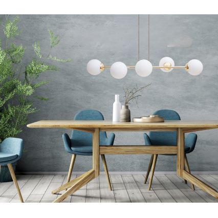 Candeeiro suspenso FIRA 5xE27/60W/230V dourado