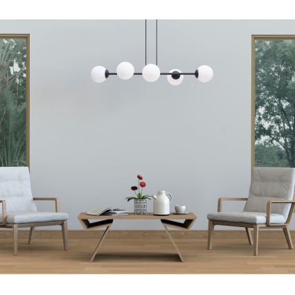 Candeeiro suspenso FIRA 5xE27/60W/230V preto