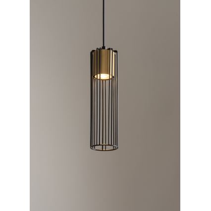 Candeeiro suspenso FOBIA 1xGU10/25W/230V preto/dourado