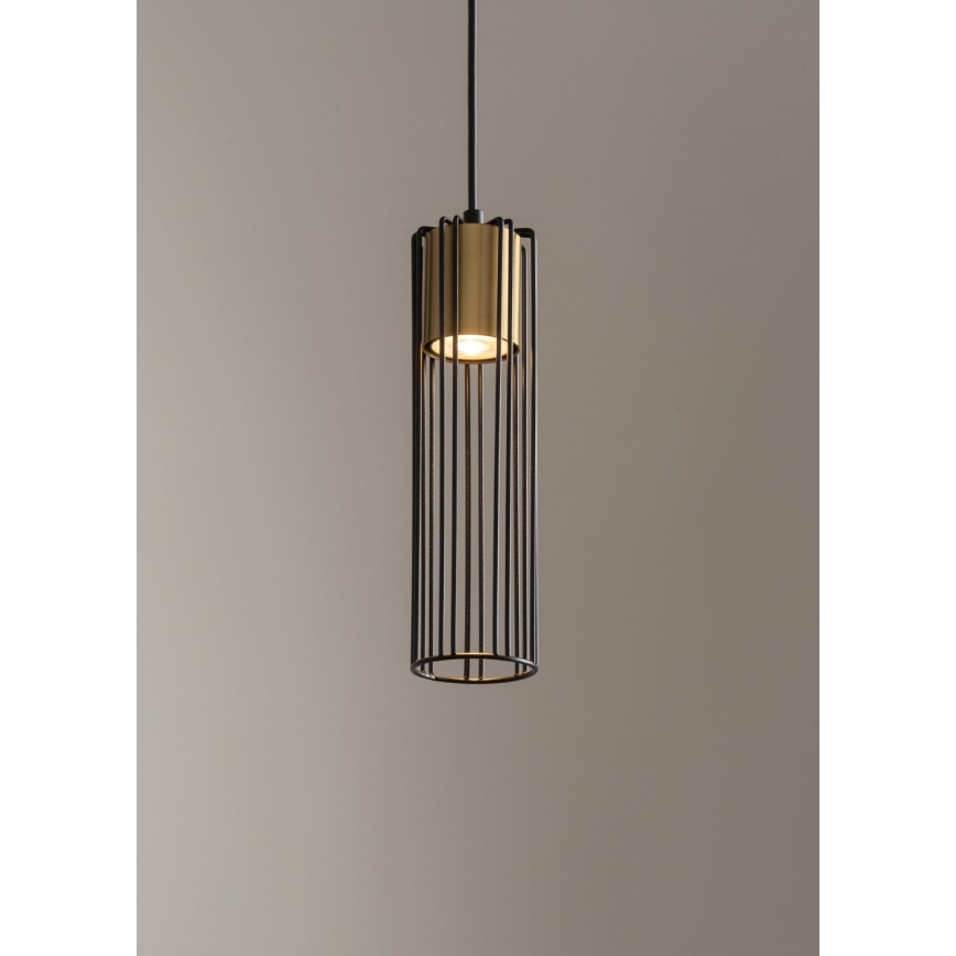 Candeeiro suspenso FOBIA 1xGU10/25W/230V preto/dourado