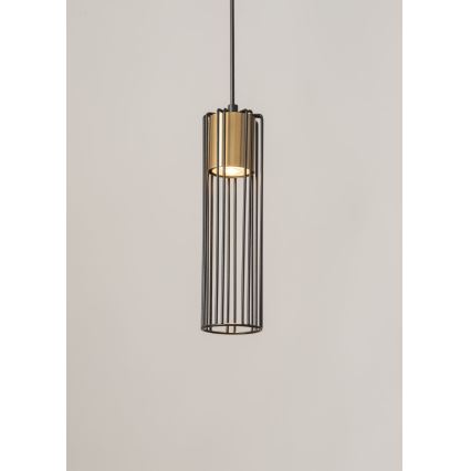 Candeeiro suspenso FOBIA 1xGU10/25W/230V preto/dourado