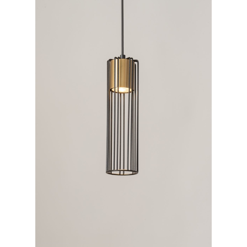 Candeeiro suspenso FOBIA 1xGU10/25W/230V preto/dourado