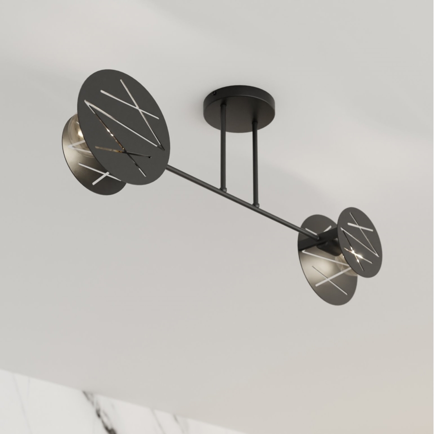 Candeeiro suspenso FRICK 2xE27/15W/230V preto