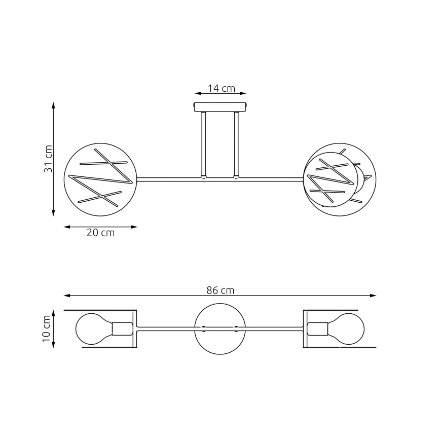 Candeeiro suspenso FRICK 2xE27/15W/230V preto