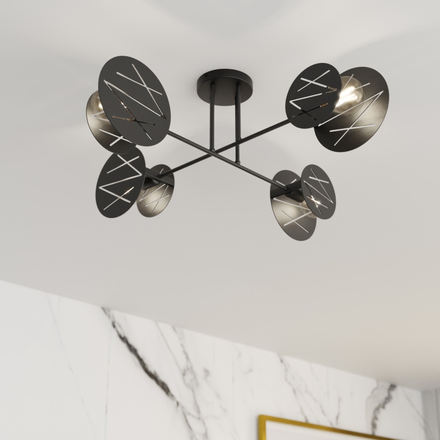 Candeeiro suspenso FRICK 4xE27/15W/230V preto