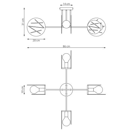 Candeeiro suspenso FRICK 4xE27/15W/230V preto