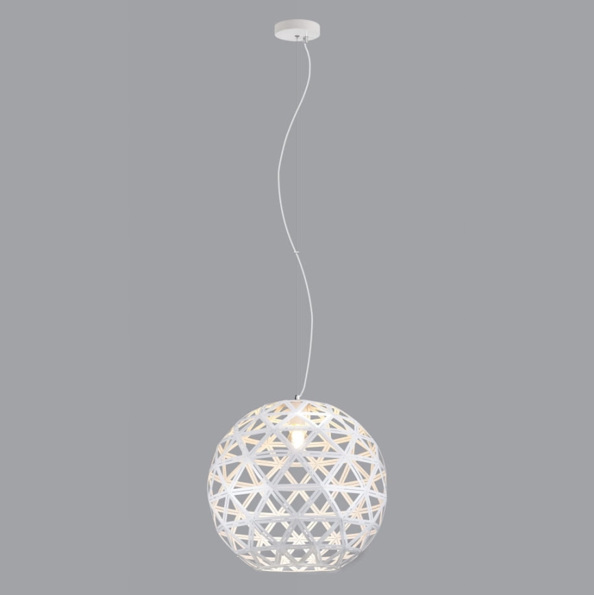 Candeeiro suspenso FROZEN 1xE27/60W/230V diâmetro 50 cm branco