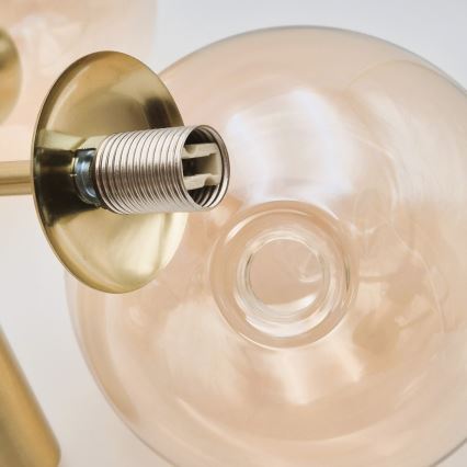 Candeeiro suspenso GEORGIA 3xE14/5W/230V dourado/fumado bege