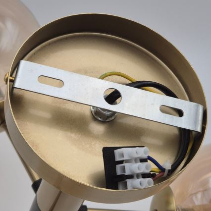 Candeeiro suspenso GEORGIA 3xE14/5W/230V dourado/fumado bege