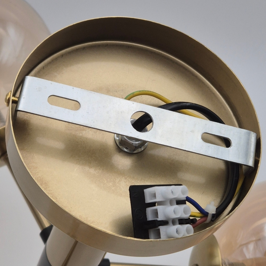 Candeeiro suspenso GEORGIA 3xE14/5W/230V dourado/fumado bege