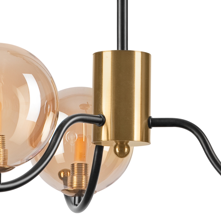 Candeeiro suspenso GEORGIA 3xE14/5W/230V dourado/fumado bege