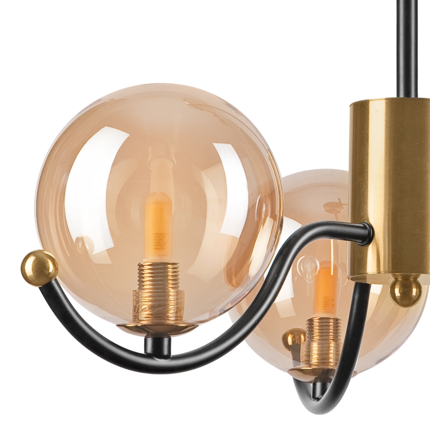 Candeeiro suspenso GEORGIA 3xE14/5W/230V dourado/fumado bege