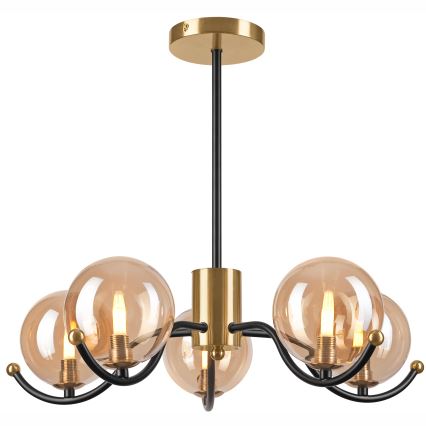 Candeeiro suspenso GEORGIA 5xG9/5W/230V dourado/fumado bege