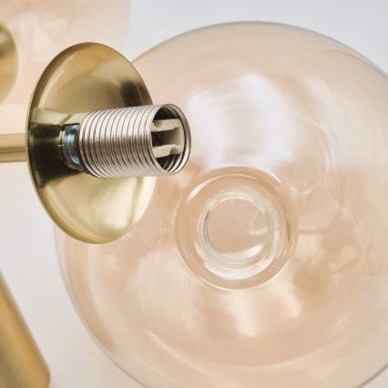 Candeeiro suspenso GEORGIA 7xE14/5W/230V dourado/fumado bege