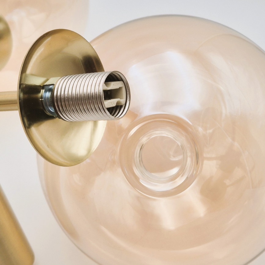 Candeeiro suspenso GEORGIA 7xE14/5W/230V dourado/fumado bege