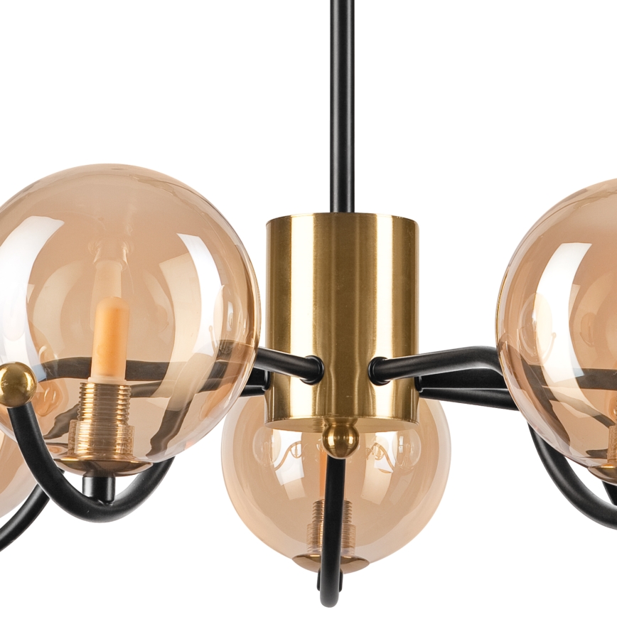 Candeeiro suspenso GEORGIA 7xE14/5W/230V dourado/fumado bege