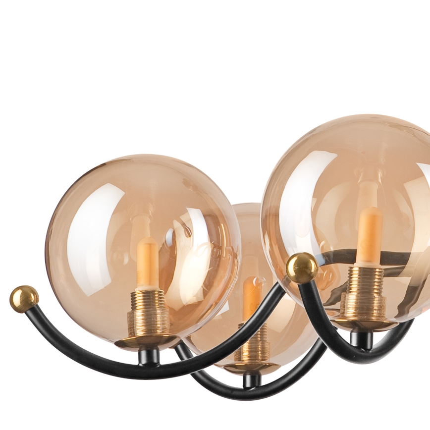 Candeeiro suspenso GEORGIA 7xE14/5W/230V dourado/fumado bege